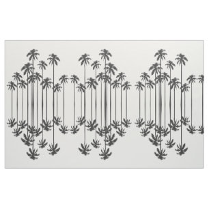 Black and White Exotic Tropical Palm Trees Fabric