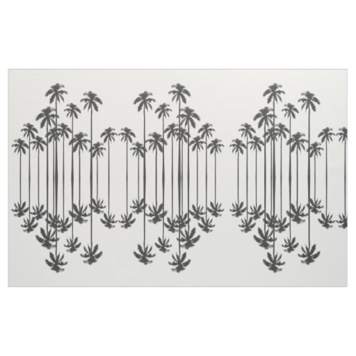 Black and White Exotic Tropical Palm Trees Fabric