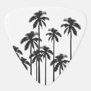 Black and White Exotic Tropical Palm Trees Guitar Pick