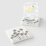 Black And White Exotic Tropical Palm Trees Stone Coaster at Zazzle