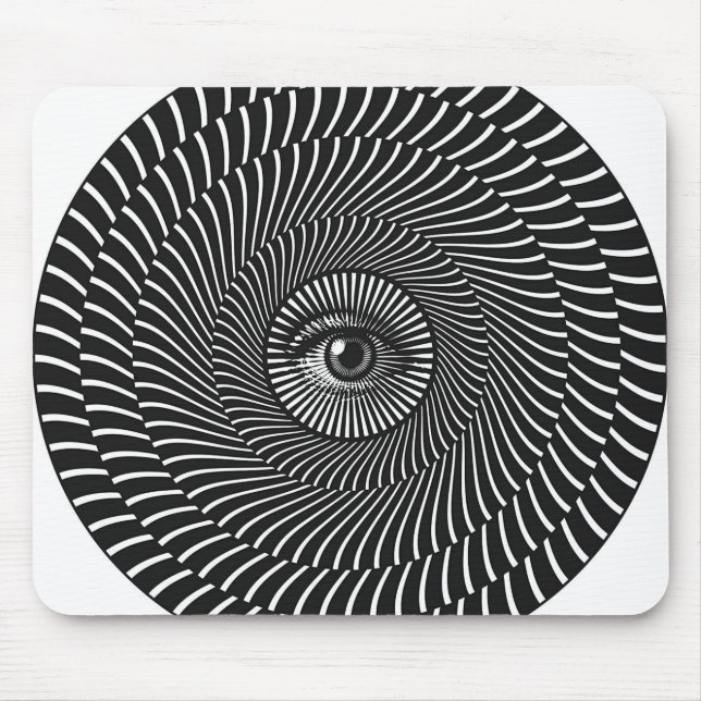 Black and White Eye Circular Graphic Mouse Pad (Front)