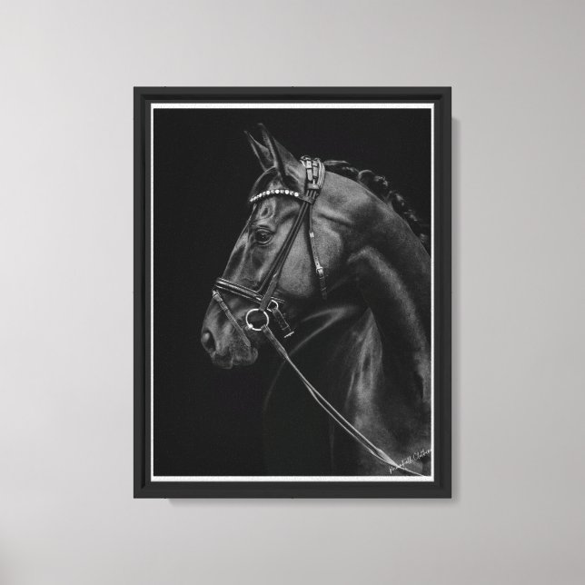 Black and white eye horse art canvas print (Front)