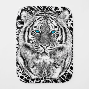 Black And White Eyes Tiger Graphic Baby Burp Cloth