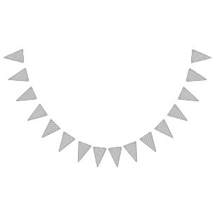 Black and white fabric design featuring intricate bunting flags