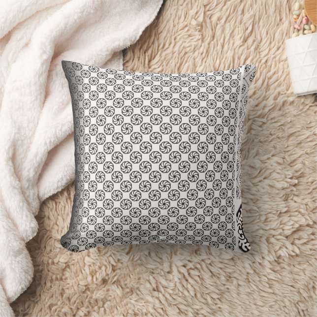 Black and white fabric design featuring intricate  throw pillow (Blanket)