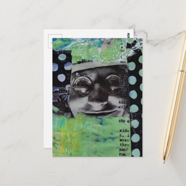 Black and White Face Postcard (Front/Back In Situ)