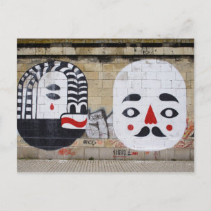 Black And White Faces Graffiti Postcard