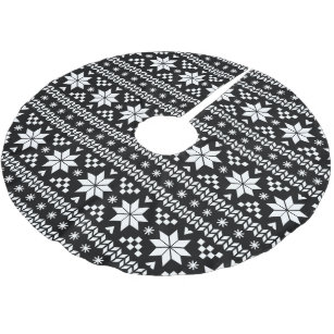 Black and White Fair Isle Pattern Brushed Polyester Tree Skirt