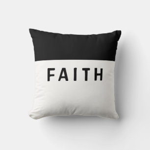 Black and White "Faith" Throw Pillow