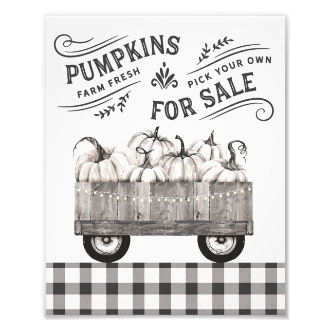 Black and White Fall Farmhouse Pumpkins Wall Art (Front)