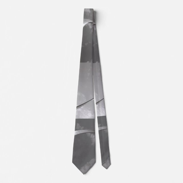 Black and White Famed Gateway Arch Collage Neck Tie (Front)