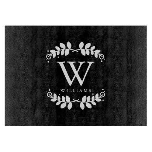 Black and White Family Monogram Cutting Board