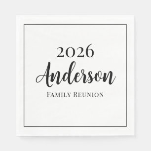 Black and White Family Reunion Modern Elegant Napkins