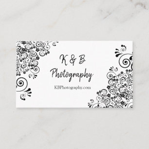 Black and White Fancy Border Business Card