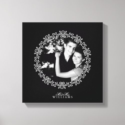 Black and White Fancy Decorative Frame Photo Canvas Print