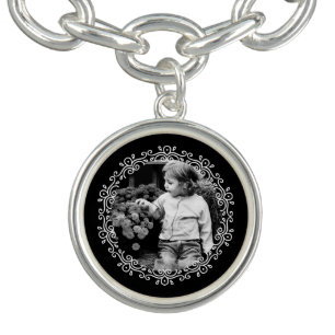 Black and White Fancy Frame Custom Photo Bracelet