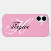 Black and White Fancy Monogram Pink