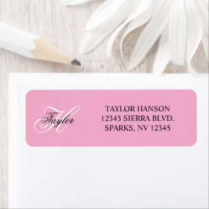 Black and White Fancy Monogram Pink Label