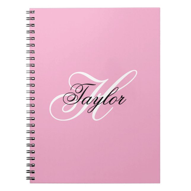 Black and White Fancy Monogram Pink Notebook (Front)