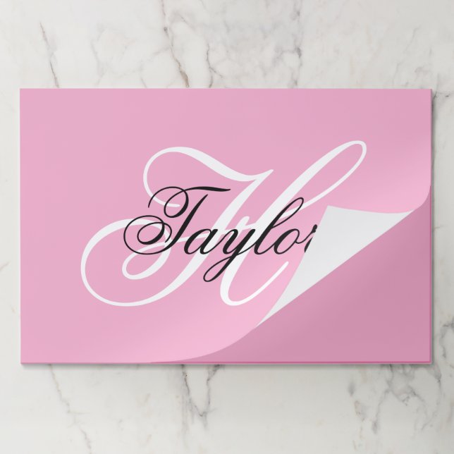 Black and White Fancy Monogram Pink Paper Pad (Folded)