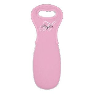 Black and White Fancy Monogram Pink Wine Bag