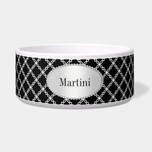 Black and White Fancy Quatrefoil Pattern Bowl