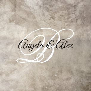 Black and White Fancy Wedding Monogram Floor Decals