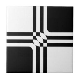 Black and white fantasy ceramic tile