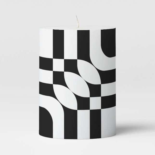Black and white fantasy pillar candle (Front)