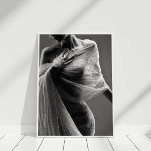 Black and White Fashion Model Poster