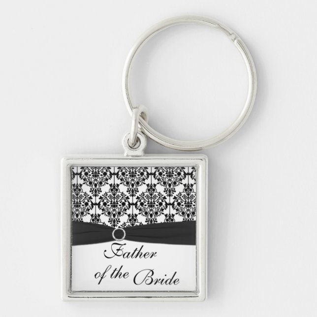 Black and White Father of the Bride Keychain (Front)