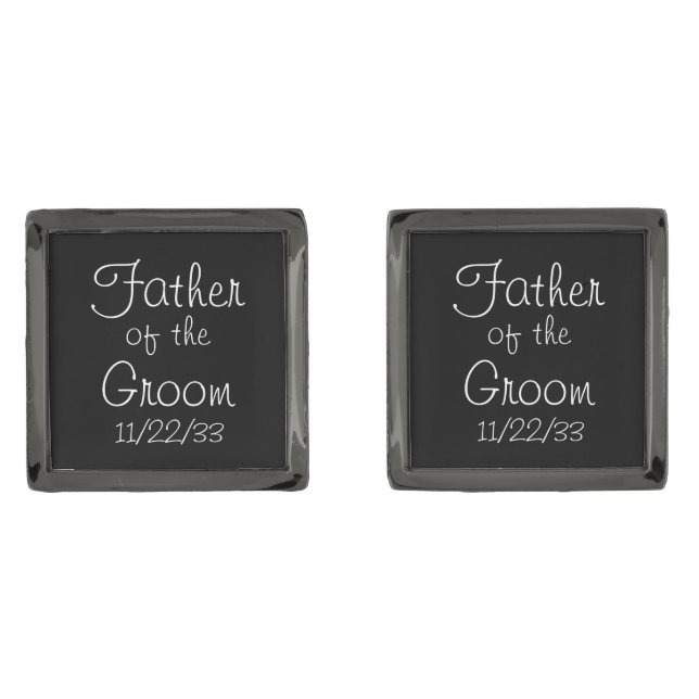 Black and White Father of the Groom Cufflinks (Front)