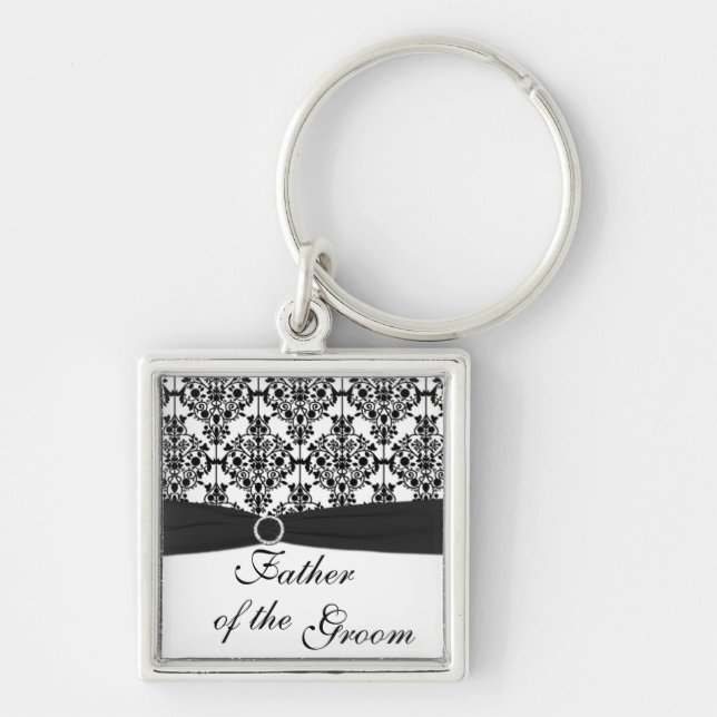 Black and White Father of the Groom Keychain (Front)