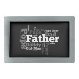Black and White Father Word Collage Belt Buckle