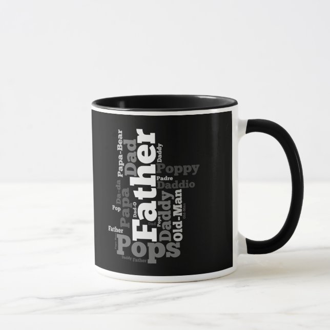 Black and White Father Word Collage Mug (Right)