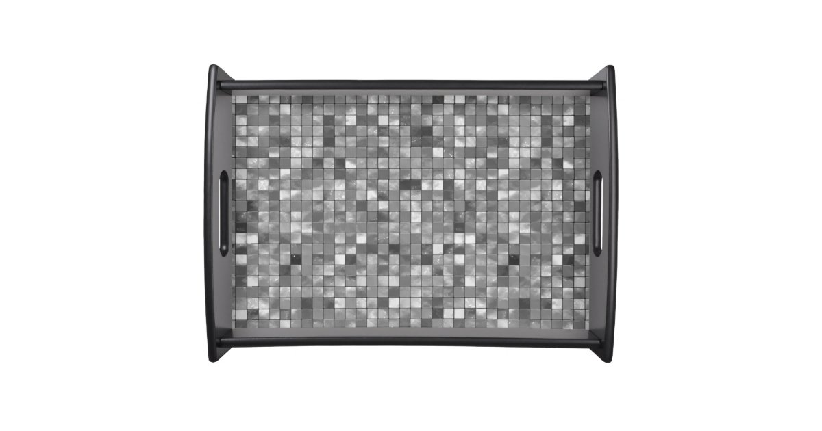 Black and White Faux Ceramic Tile Pattern Serving Tray Zazzle