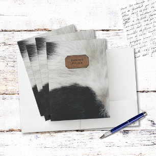 Black and White Faux Cow Fur and Leather Pocket Folder