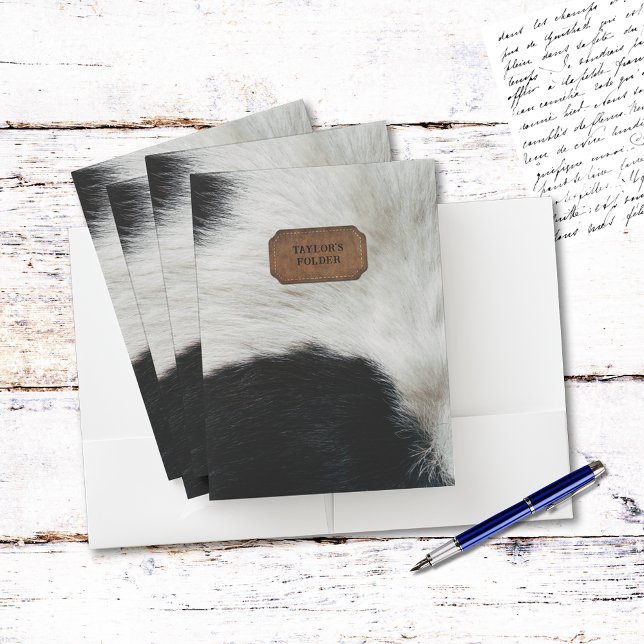 Black and White Faux Cow Fur and Leather  Pocket Folder (Creator Uploaded)