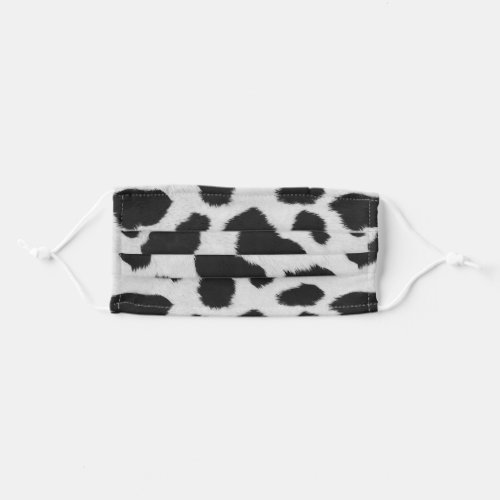 Black and white faux cow fur pattern adult cloth face mask