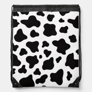 Black and white Faux Cowhide Drawstring Bag