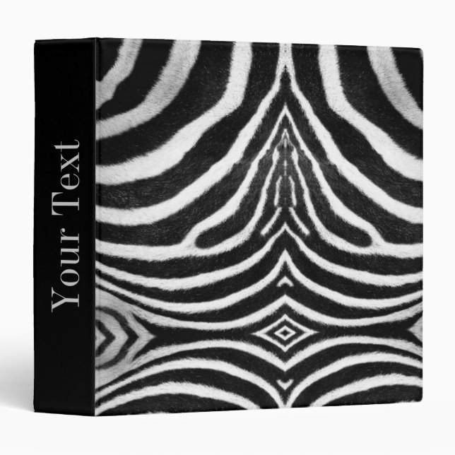 black and white faux fur stripes Zebra Print 3 Ring Binder (Front/Spine)