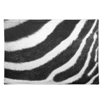 Black And White Faux Fur Stripes Zebra Print Cloth Placemat by WhenWestMeetEast at Zazzle