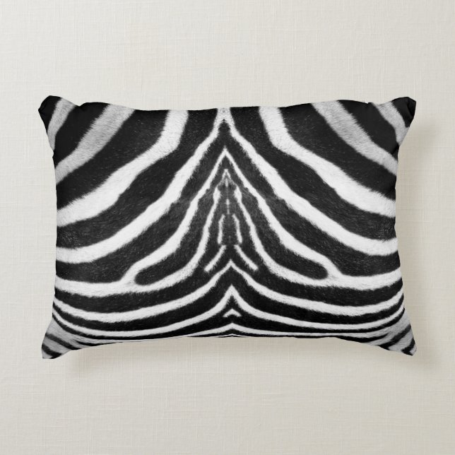 black and white faux fur stripes Zebra Print Decorative Pillow (Front)