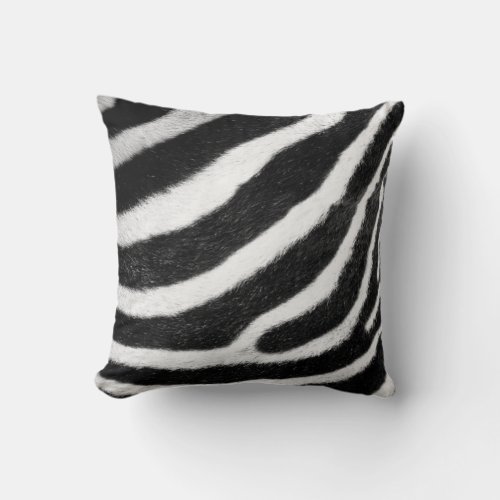 black and white faux fur stripes Zebra Print Throw Pillow