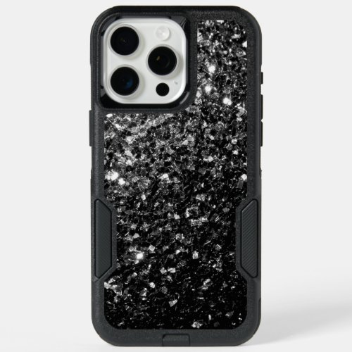 Black and White faux glitter sparkles bling iPhone 15 Pro Max Case