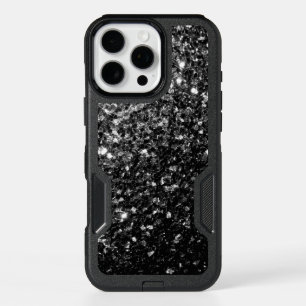 Black and White faux glitter sparkles bling iPhone 16 Pro Max Case