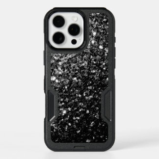 Black and White faux glitter sparkles bling iPhone 16 Pro Max Case