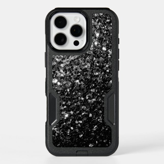 Black and White faux glitter sparkles bling Otterbox iPhone Case (Back)