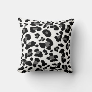 Black and White Faux Leopard Print Throw Pillow