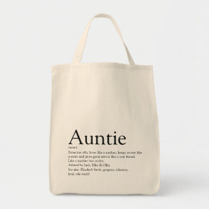 Black and White Favourite Aunt Auntie Definition Tote Bag